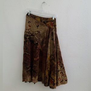 Fuzzi mesh asymmetrical midi skirt